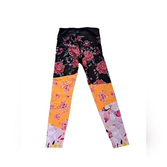 NANETTE LEPORE colorful black orange floral crop leggings tights bohemian SM - Picture 2 of 7